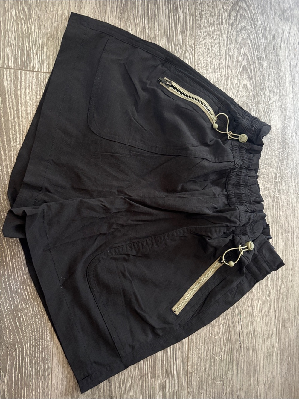 Athleta Black Women's Elastic-Waist Shorts with Zip Pocket Detail
